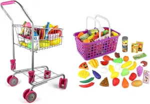 Toy Set for Kids cellist photography Precious Toys Shopping Cart with Food and Pretend Food & Grocery Basket 