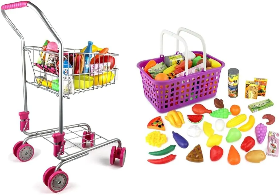 Toy Set for Kids cellist photography Precious Toys Shopping Cart with Food and Pretend Food & Grocery Basket 
