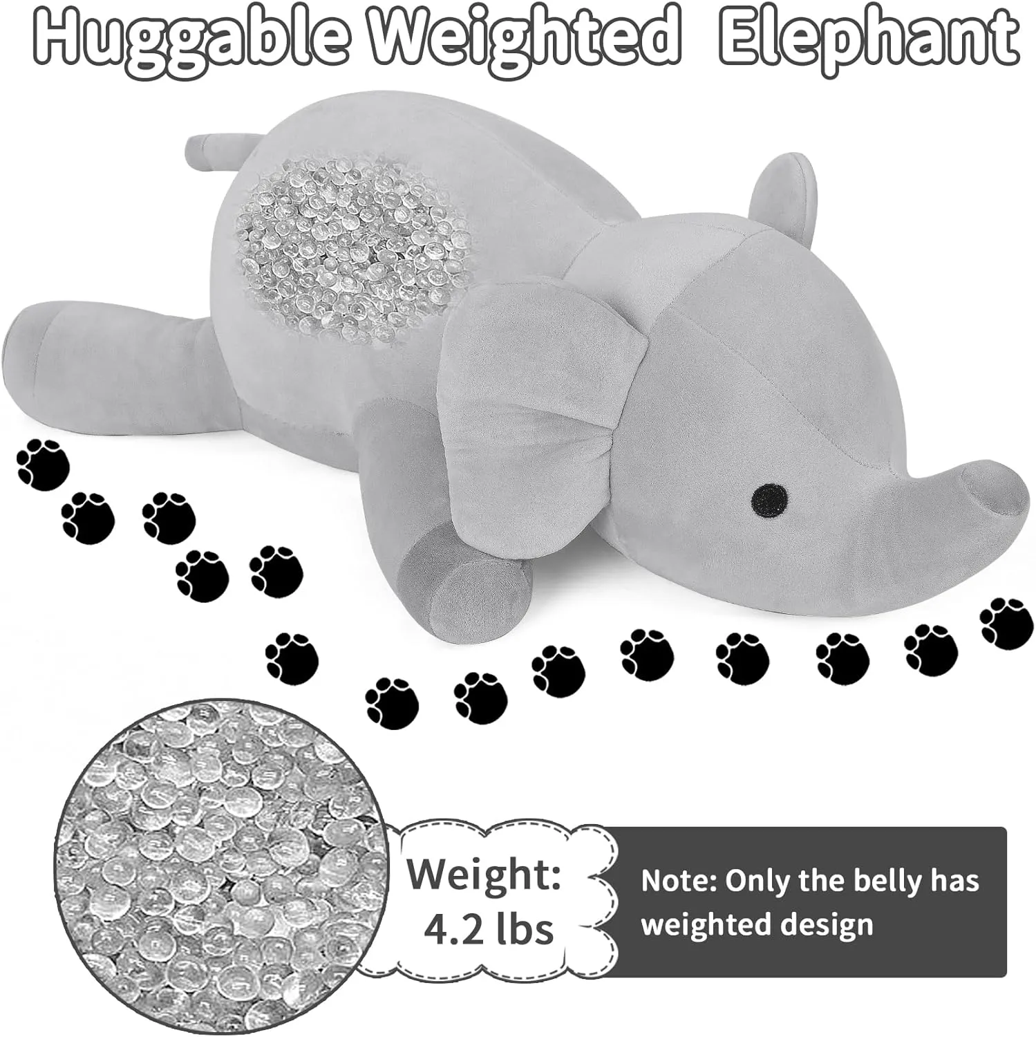 Toys$ 4.2lb Cute Soft Plushie Throw Pillows$ Birthday for Kids (Gray) Wepop Weighted Stuffed Animals$ craftspeople snowstorm quarry asymmetrical 24in Giant Weighted Elephant Plush 