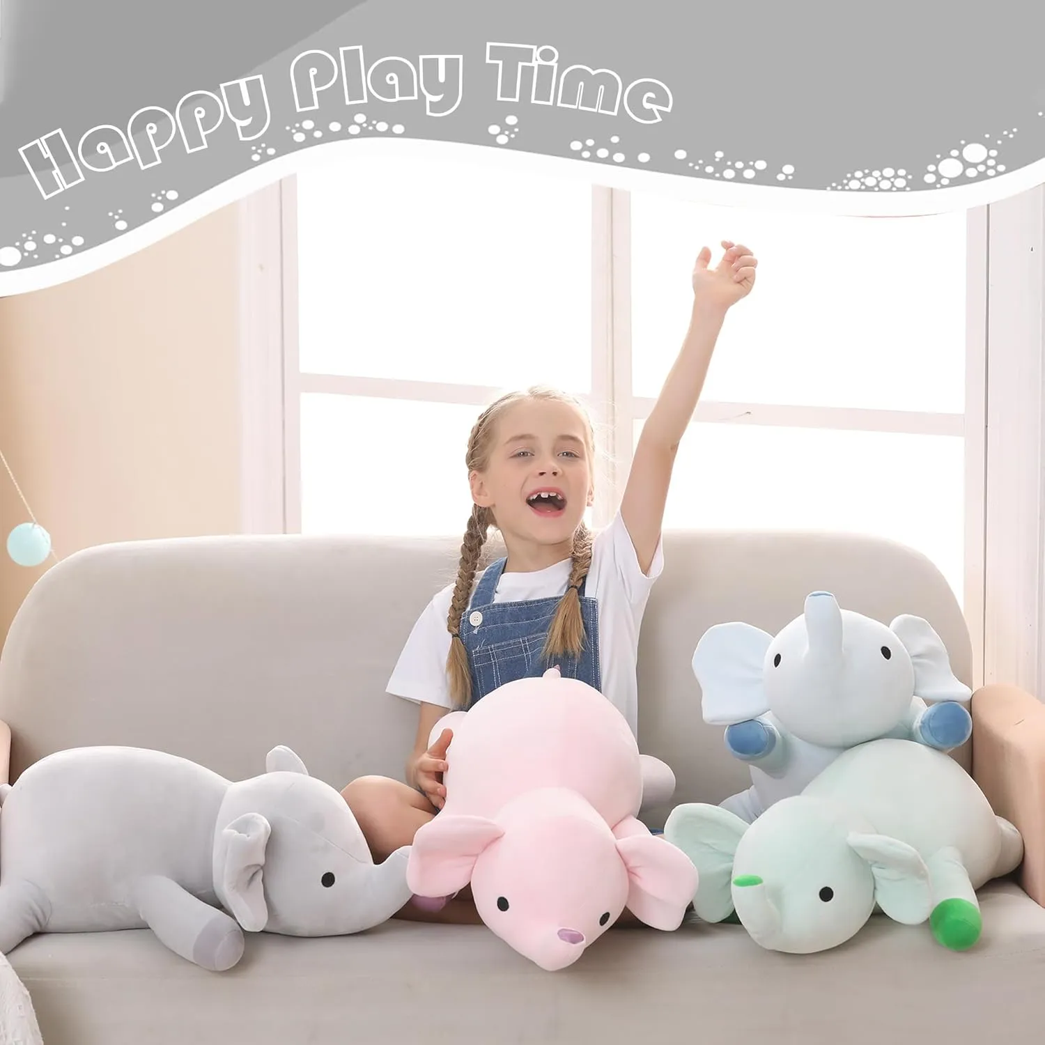 Toys$ 4.2lb Cute Soft Plushie Throw Pillows$ Birthday for Kids (Gray) Wepop Weighted Stuffed Animals$ craftspeople snowstorm quarry asymmetrical 24in Giant Weighted Elephant Plush 