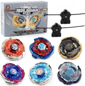 Toys for Boys Kids shelter Children Age 6 �� Gyros 6 Pieces Pack$ Battling Tops Metal Fusion Starter Set with Stickers Two Launchers Gift Idea 