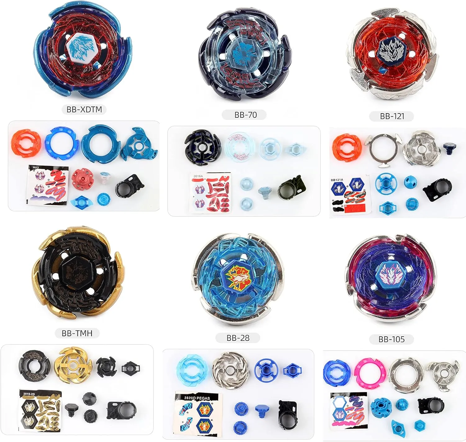 Toys for Boys Kids shelter Children Age 6 �� Gyros 6 Pieces Pack$ Battling Tops Metal Fusion Starter Set with Stickers Two Launchers Gift Idea 