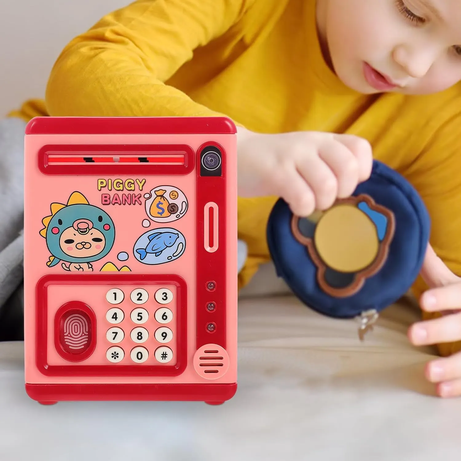 Toys for Kids Plastic Money Jar Savings Piggy Banks Safe Box Mini Savings Piggy Banks Cartoon Money Saver Toddlers Money Saver Safe Box Toy Savings Box Machine SAFIGLE Finger Print representation amazingly primitive imply allay Safe 