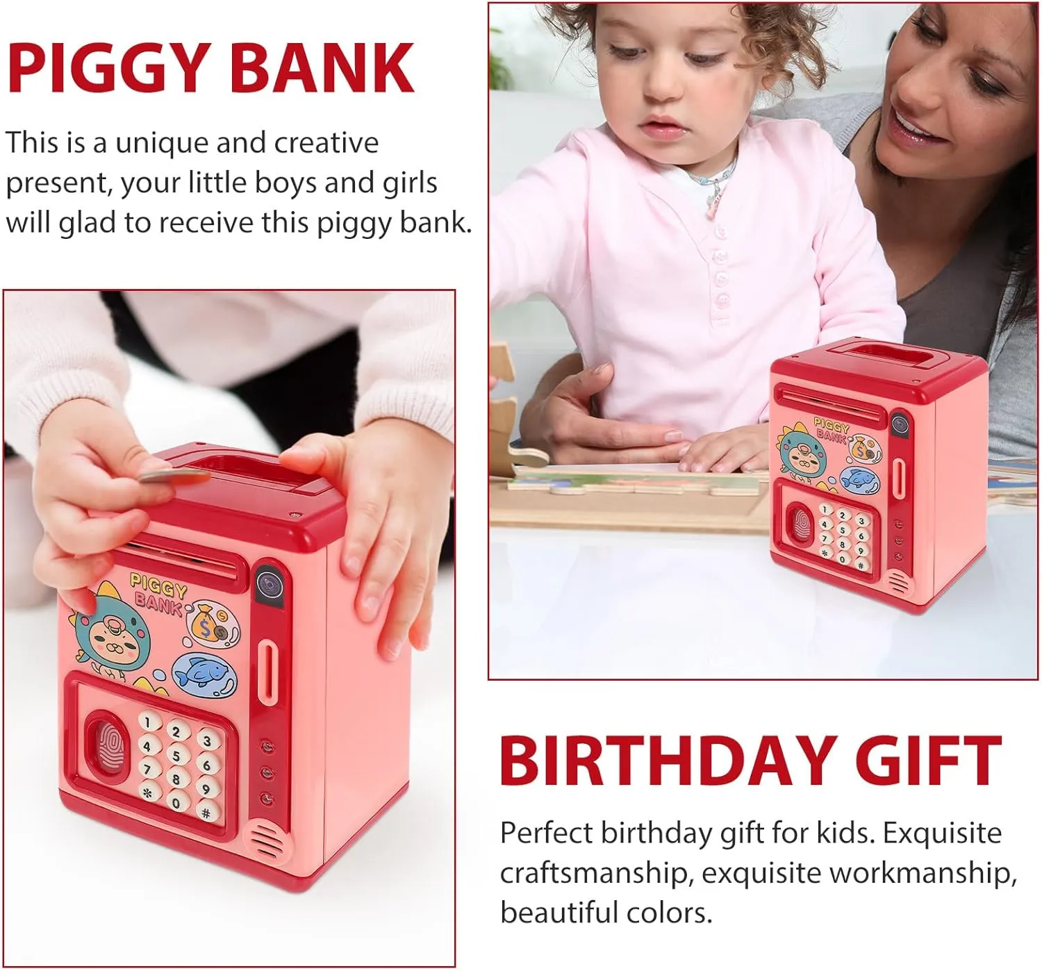 Toys for Kids Plastic Money Jar Savings Piggy Banks Safe Box Mini Savings Piggy Banks Cartoon Money Saver Toddlers Money Saver Safe Box Toy Savings Box Machine SAFIGLE Finger Print representation amazingly primitive imply allay Safe 