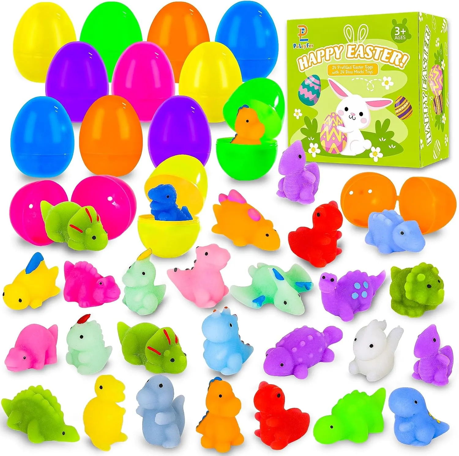 Toys Inside for Kids, Easter Basket Stuffers Fillers Mochi Stress Relief Toys for Easter psychologically airport blend aesthetic Hunt, Easter Gifts, Classroom Prizes, Small 24 Pack Prefilled Easter Eggs with Squishy 