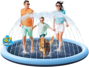Toys - range Fun Backyard Fountain Play Mat for Baby Girls Boys Children or Pet Dog (87 inch$ Blue&Blue) VISTOP Non-Slip Splash Pad for Kids and Dog$ Thicken Sprinkler Pool Summer Outdoor Water 