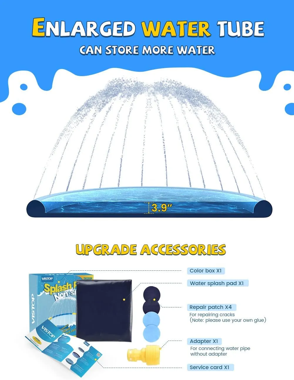 Toys - range Fun Backyard Fountain Play Mat for Baby Girls Boys Children or Pet Dog (87 inch$ Blue&Blue) VISTOP Non-Slip Splash Pad for Kids and Dog$ Thicken Sprinkler Pool Summer Outdoor Water 