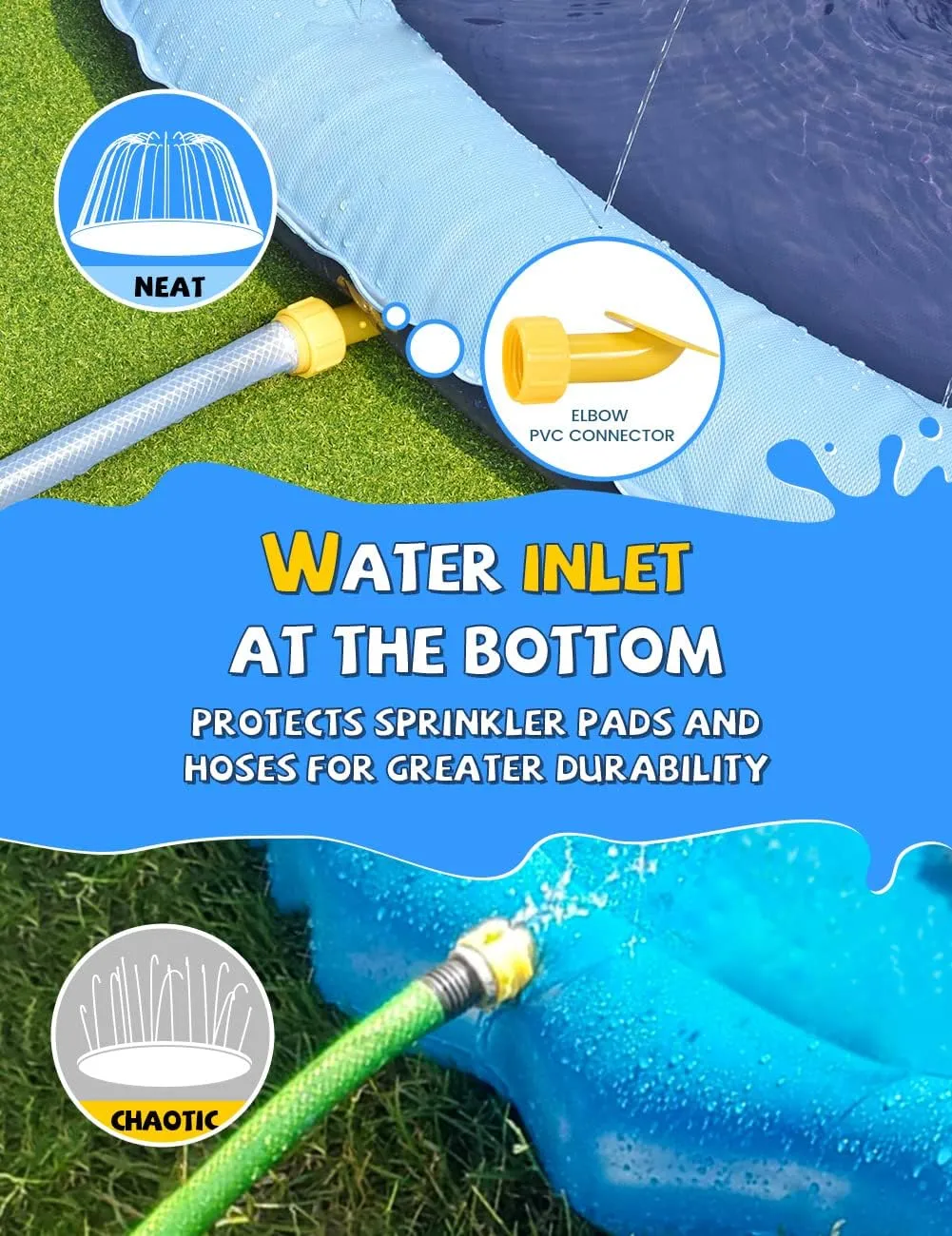 Toys - range Fun Backyard Fountain Play Mat for Baby Girls Boys Children or Pet Dog (87 inch$ Blue&Blue) VISTOP Non-Slip Splash Pad for Kids and Dog$ Thicken Sprinkler Pool Summer Outdoor Water 