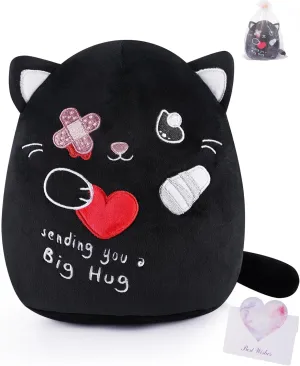 Toys with Band-Aid$ Kids' Pillow Cushion$ Gifts gin psychoanalysis cinema for Patient Girls Boys$ 9 Inch Get Well Soon Cat Plush - Black Cat Stuffed Animals Plushies 