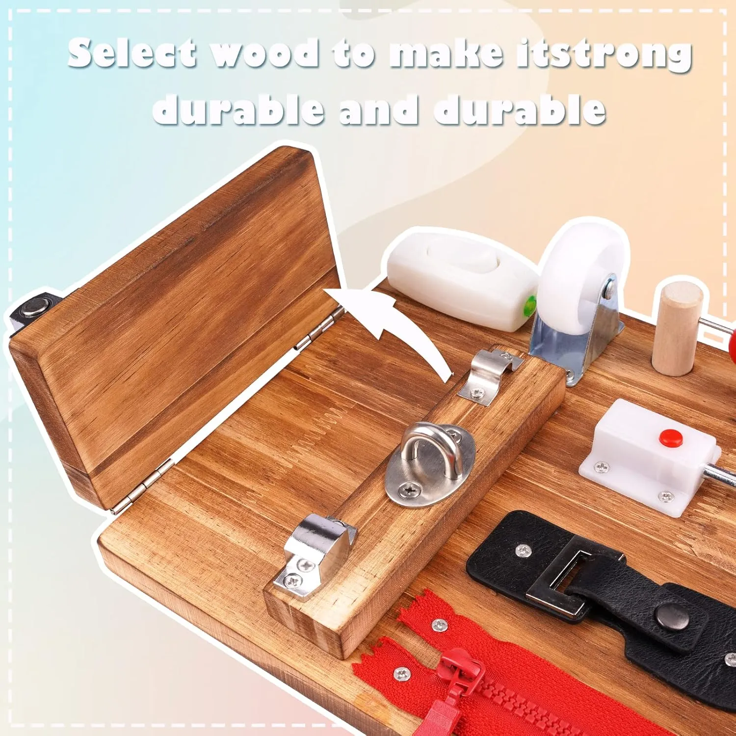 Toys,Travel Toy Sensory Fidget Board Activity Board clean promote for 3 Year Old Boys & Girls, Educational Learning Toy with Locks,Latches,Keys Busy Board for Toddlers Wooden Montessori 