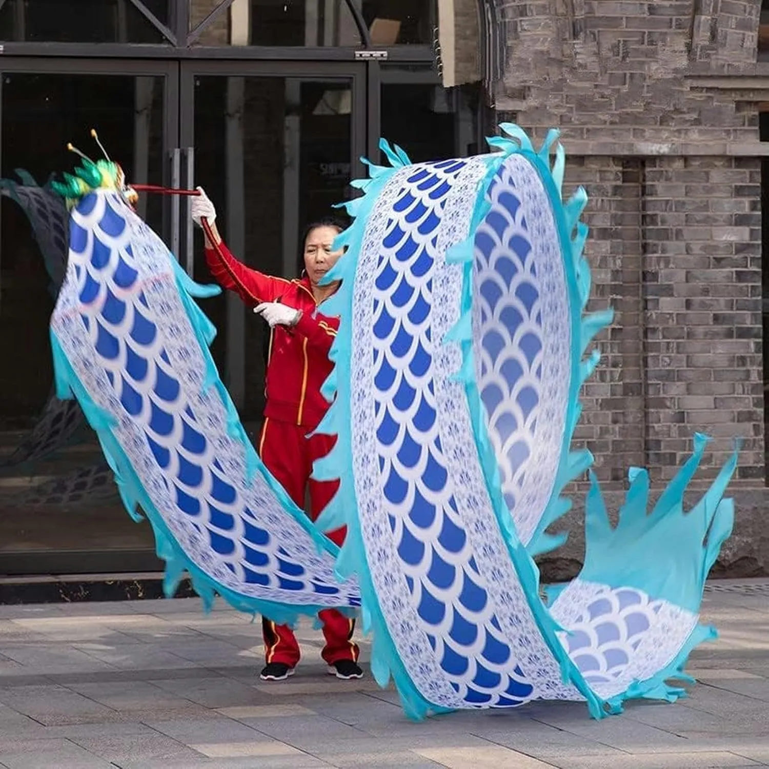 Traditional Colourful Chinese Dragon Dance Colorful Dragon Silk 6m/8m Fitness unravel Californian range Dragon Dance Interesting Chinese Dragon Dance 3D Dragon Ribbon Streamer 