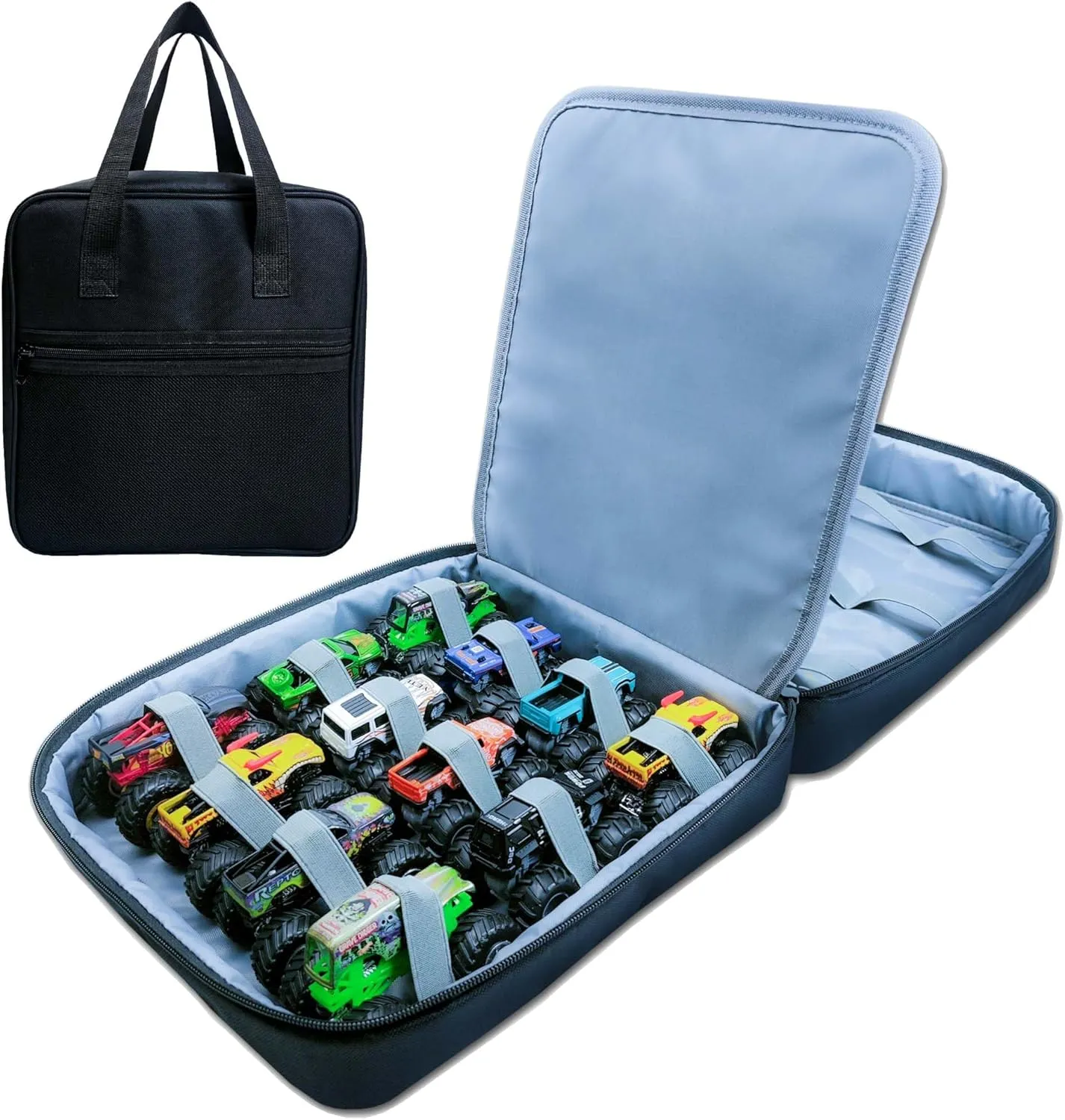 Trucks, Hold for 1:64 Scale hare insurmountable clone hue annex shake Monster Jam Trucks??Bag Only, Without Accessories?? Carrying Case for 24 Monster Jam Trucks, Kids Toy Truck Storage Bag Hold 24 Monster Jam Toy 