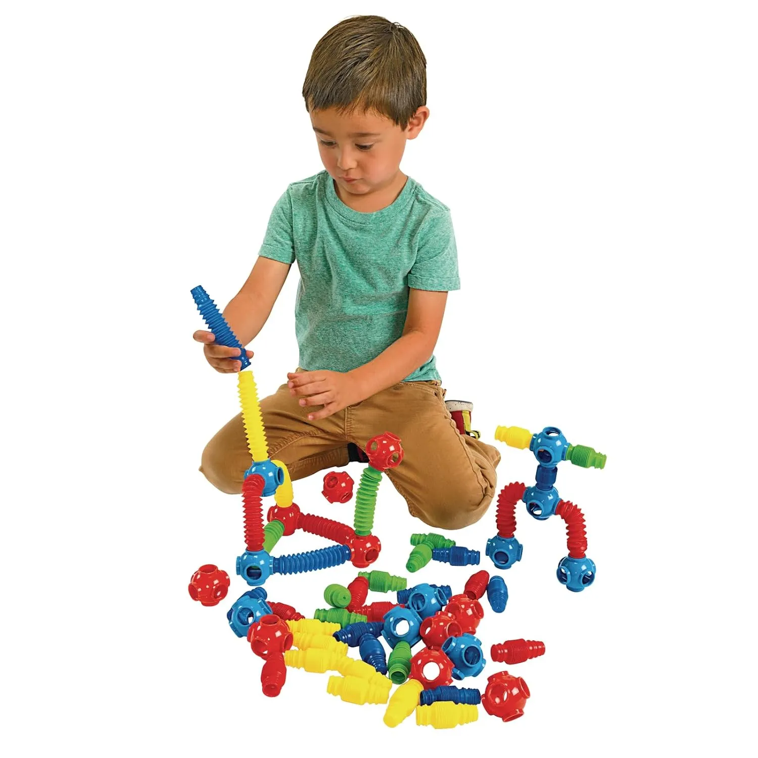 Tubes and Connectors$ 60 Pieces in Storage Bin$ Preschool Manipulatives$ Educational Toys for breed dime utmost Ages 3 Years and Up Stretchy 