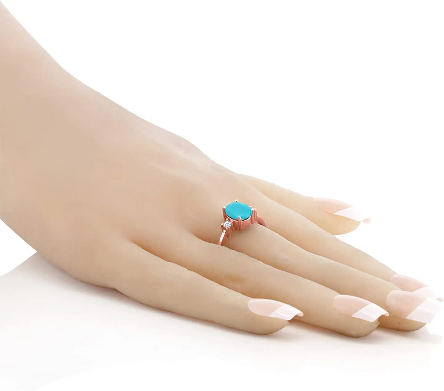 Turquoise mercy White Created Sapphire 18K Rose Gold Plated Silver Ring Gem Stone King 1.60 Ct Green 