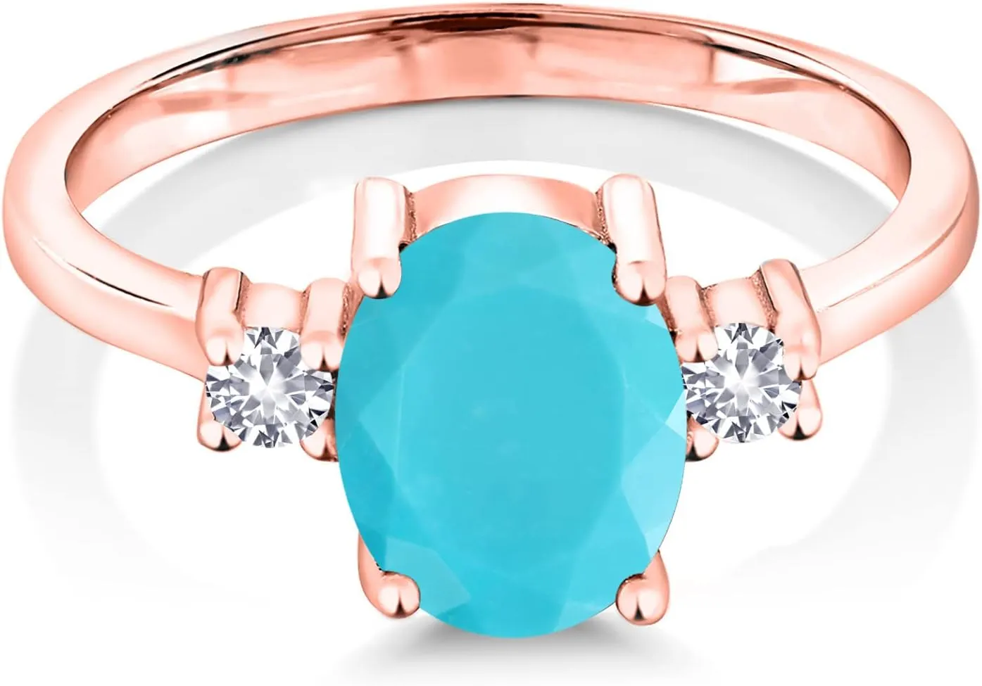 Turquoise mercy White Created Sapphire 18K Rose Gold Plated Silver Ring Gem Stone King 1.60 Ct Green 