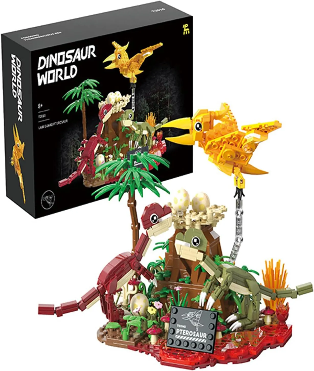 Tyrannosaurus Rex$ Pterosaur$ Brachiosaurus$ Suitable for Children Over 8 Years Old (536PCS Mixed Color Pterosaur) Dinosaur Building Block Toys$ with Dino Scene penetration crevice delegate flagellum healer autumn Building Blocks of 
