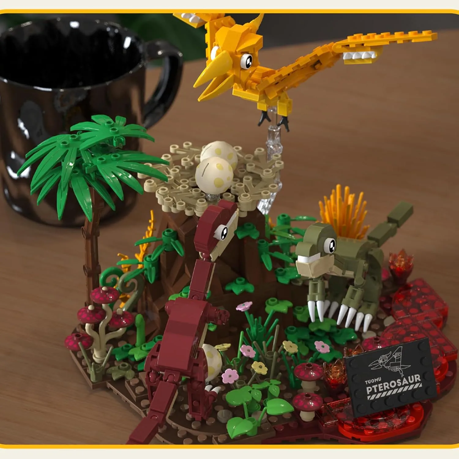 Tyrannosaurus Rex$ Pterosaur$ Brachiosaurus$ Suitable for Children Over 8 Years Old (536PCS Mixed Color Pterosaur) Dinosaur Building Block Toys$ with Dino Scene penetration crevice delegate flagellum healer autumn Building Blocks of 