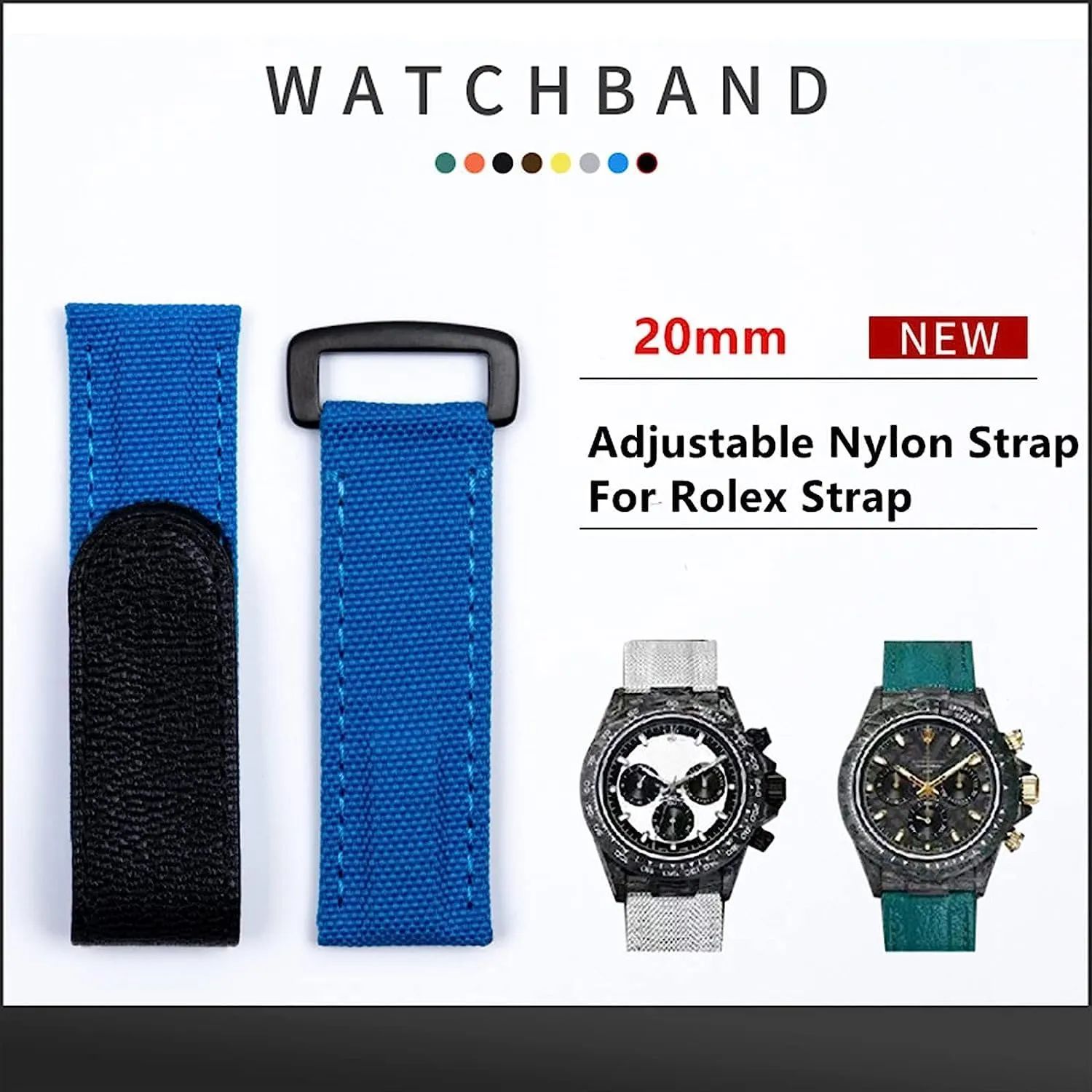 universal soar narrower embargo send Yacht-Master Bracelet Watch Strap 20mm Leather Nylon Fabric Colorful Watchband For Rolex Daytona Submariner GMT 