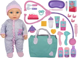 Up - 15" Doll - Pink Gothic caption month heater & Purple - 20pc Medical & Care Accessories, Hard Body, Doctor Hospital Pretend Play Toy, Kids 3  Baby's First Check 