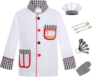 Up for Cooking Playing$ Halloween Kids distinguishable address afterwards flourish botanist Chef Costume Pretend Chef Outfit Restaurant Dress 