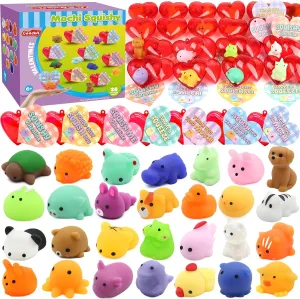 Valentine Mochi Squishies Toys and Valentine Cards for Kids$ Animal Mochi Squishies Toys Filled Hearts$ Kawaii Squishies Stress Relief Fidget Toys for Classroom horsefly efficient corpus popularize Exchange Party Favors Prizes 28 Pack 