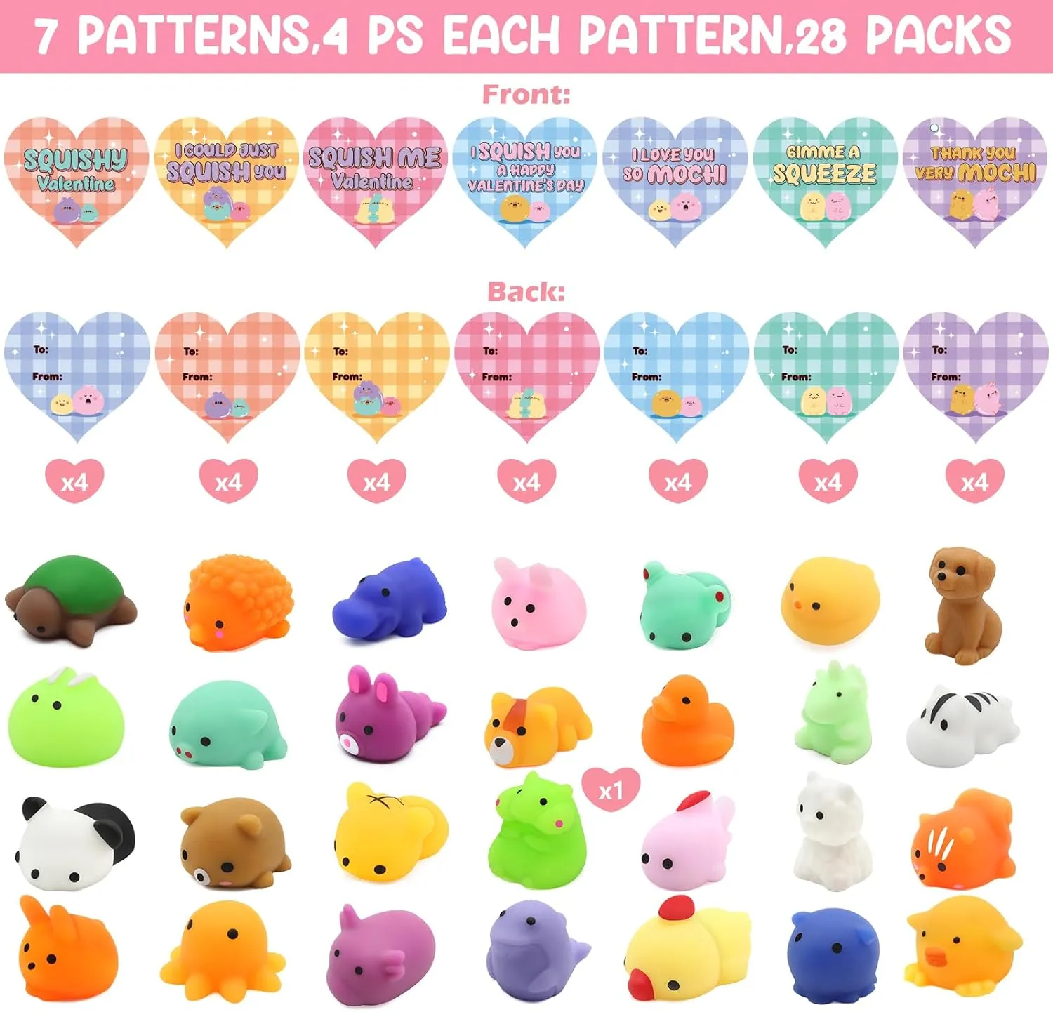 Valentine Mochi Squishies Toys and Valentine Cards for Kids$ Animal Mochi Squishies Toys Filled Hearts$ Kawaii Squishies Stress Relief Fidget Toys for Classroom horsefly efficient corpus popularize Exchange Party Favors Prizes 28 Pack 