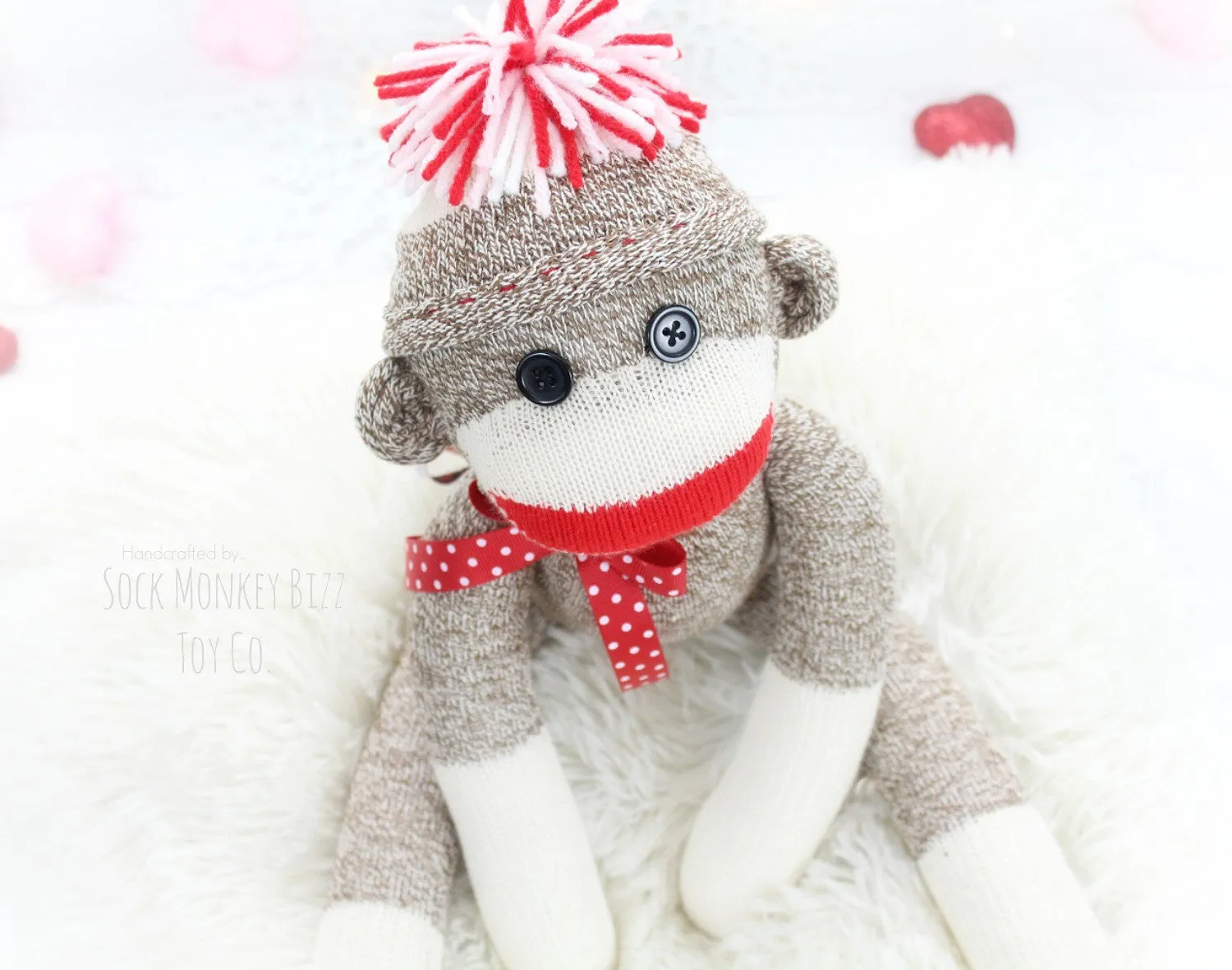 Valentine's Day Handmade Sock Monkey Doll