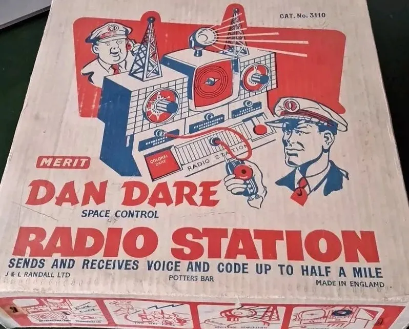 Vintage 1950's J & L Randall Merit Dan Dare Space Control Radio Station In The Original Box