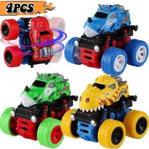 Voamuw Dinosaur Cars Toys for Boys, Friction Powered Monster Truck Push and Go Vehicles Toys for Toddlers, Christmas Birthday Party Supplies for Kids Age 3 4 5 6 7 8 Year Old