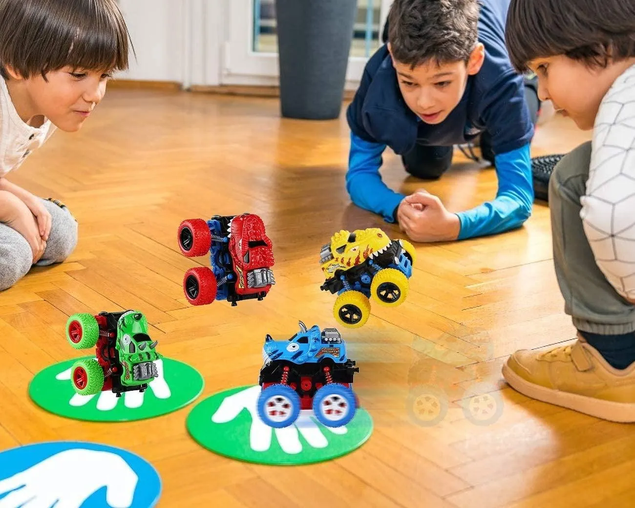 Voamuw Dinosaur Cars Toys for Boys, Friction Powered Monster Truck Push and Go Vehicles Toys for Toddlers, Christmas Birthday Party Supplies for Kids Age 3 4 5 6 7 8 Year Old