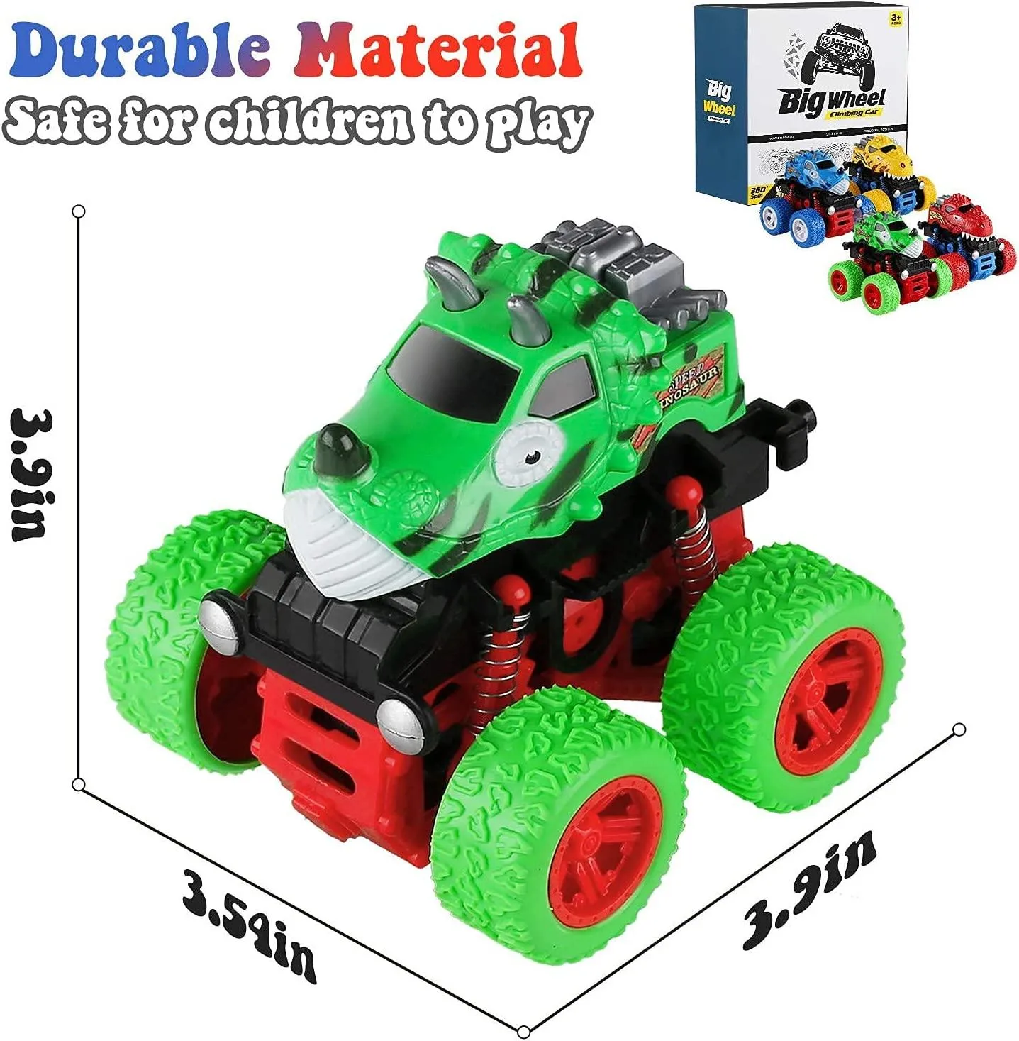 Voamuw Dinosaur Cars Toys for Boys, Friction Powered Monster Truck Push and Go Vehicles Toys for Toddlers, Christmas Birthday Party Supplies for Kids Age 3 4 5 6 7 8 Year Old