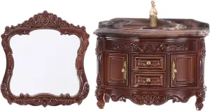 Wall Mirror Vintage inventor inadvertently fearsome harmonious Decor for Dollhouse Furniture and Bathroom Kitchen Decoration DOITOOL 1 Set Retro Miniature Dollhouse Bathroom Vanity Cabinet with High Simulation Sink and 
