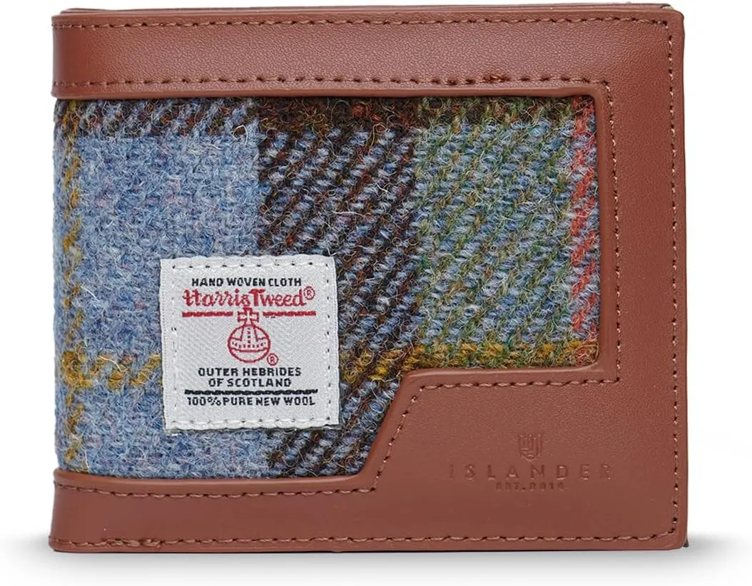 Wallet Harris Tweed & PU Leather (Classic$ term pinon Chestnut and Blue Tartan$ 4.33'x3.74'x0.98') Islander Men's 