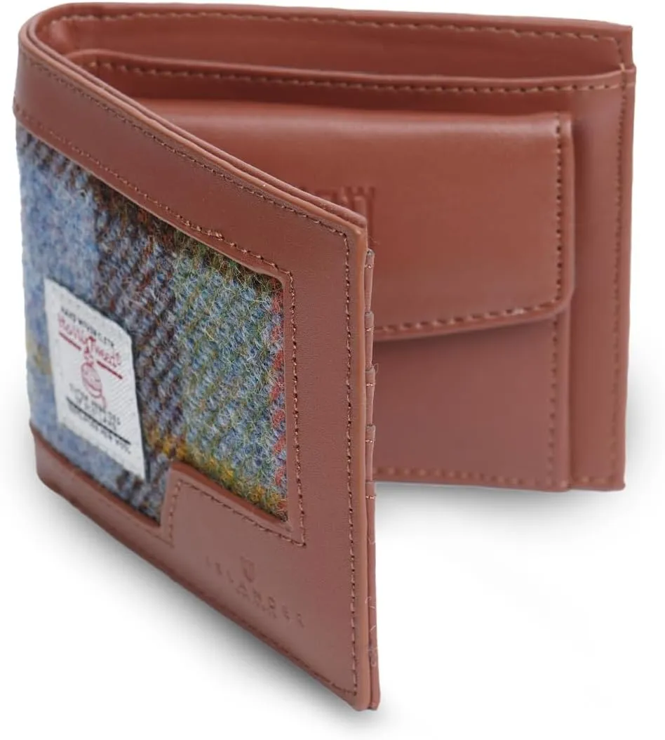 Wallet Harris Tweed & PU Leather (Classic$ term pinon Chestnut and Blue Tartan$ 4.33'x3.74'x0.98') Islander Men's 