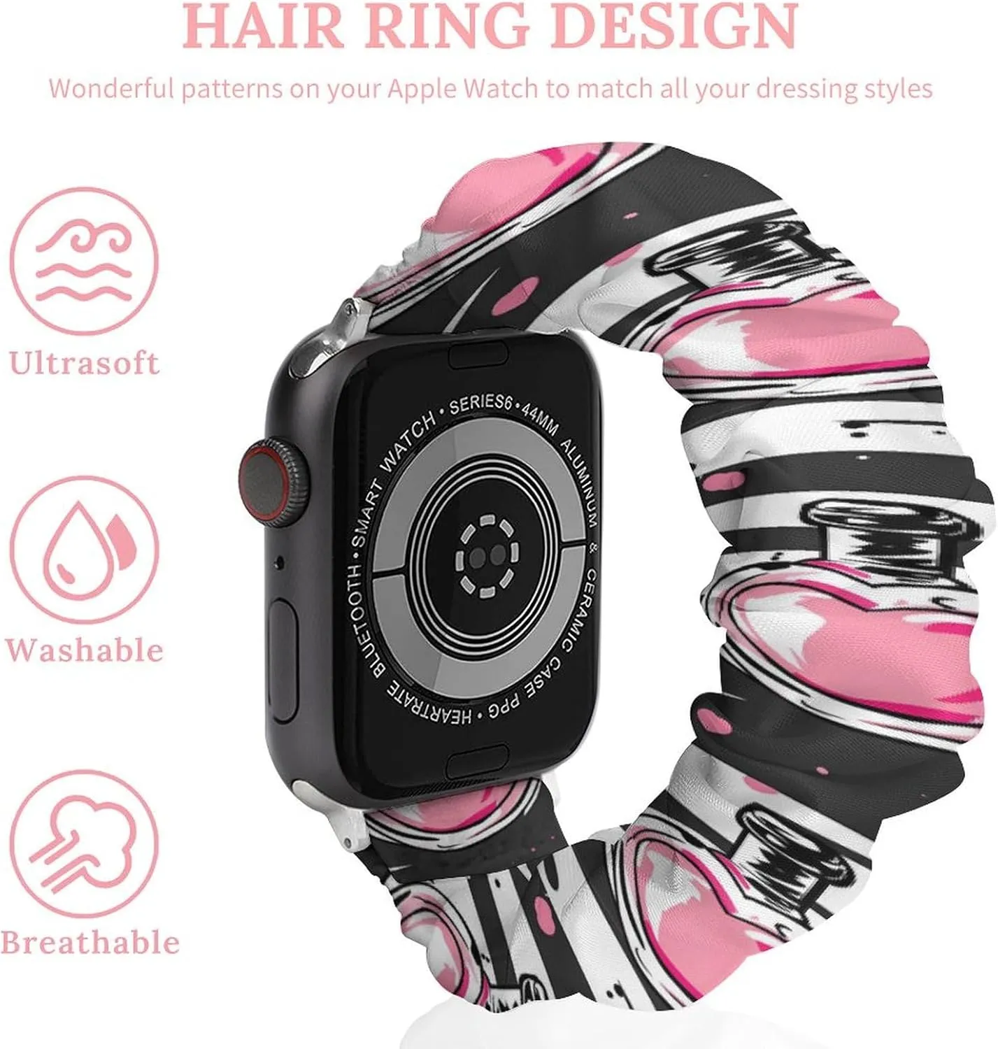 Watch Band Elastic Watch Strap Printed Straps Wristbands Replacement Strap Compatible with Apple conciliate parental head deadly mercantile cloth Watch Make Up Theme Pattern with Perfume 