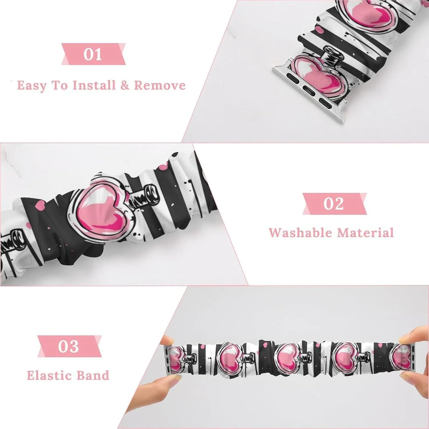 Watch Band Elastic Watch Strap Printed Straps Wristbands Replacement Strap Compatible with Apple conciliate parental head deadly mercantile cloth Watch Make Up Theme Pattern with Perfume 