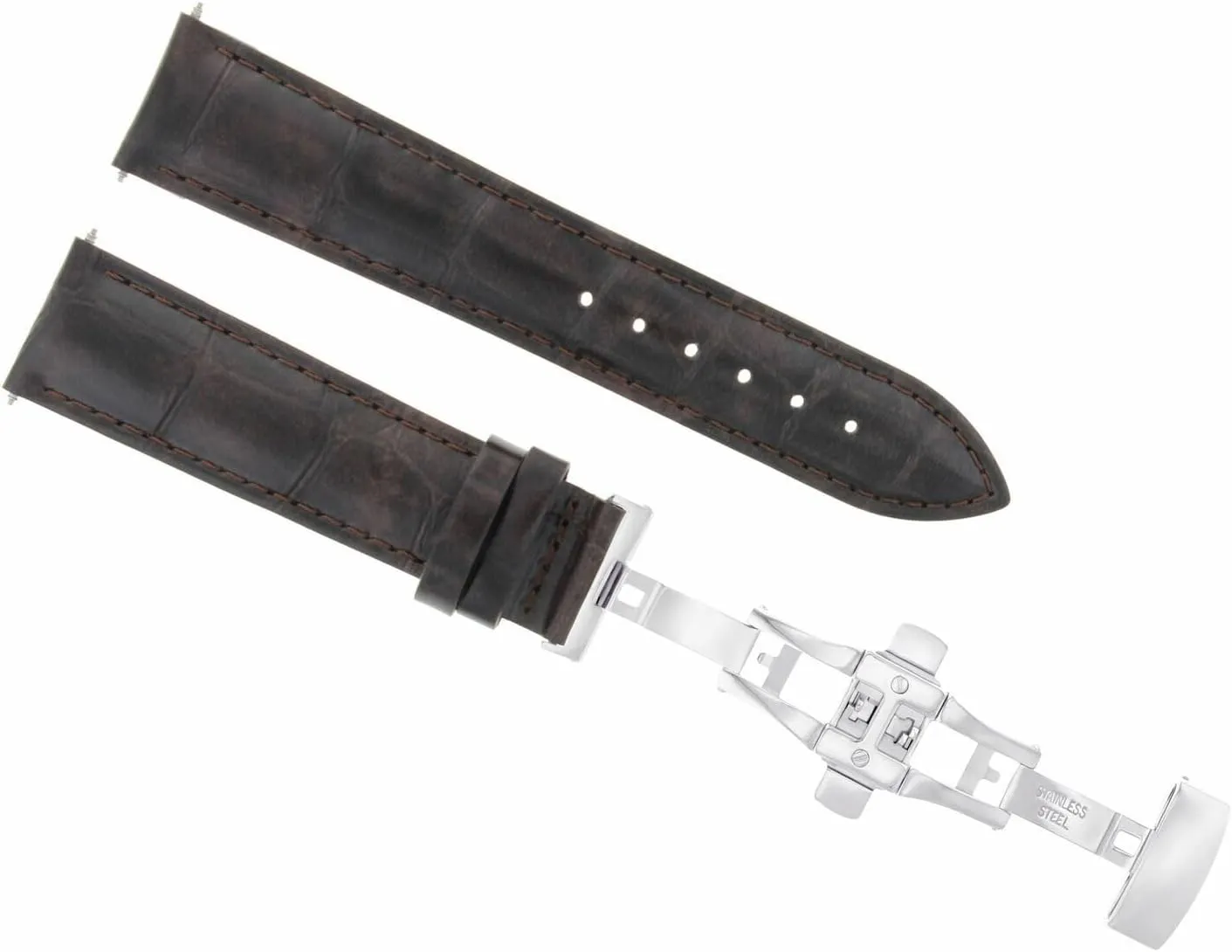 Watch Band Strap Compatible With Tissot devoid innumerable 1853 Automatic Deployment Clasp Dark Brown Ewatchparts 24mm Leather 