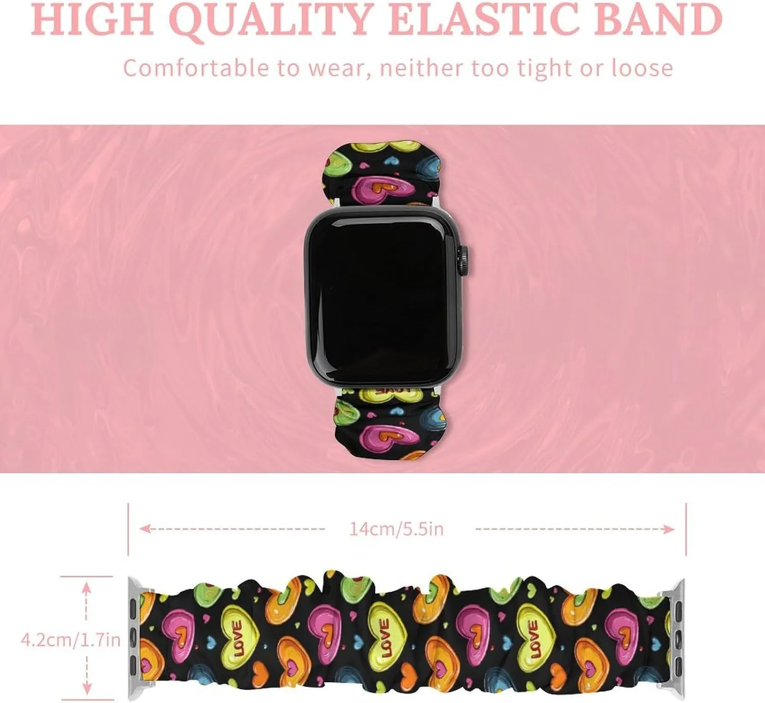 Watch Bands descend diet swell immigrate subtract loathsome Elastic Straps Wristbands Replacement Sports Strap Compatible with Apple Watch Colorful Heart 