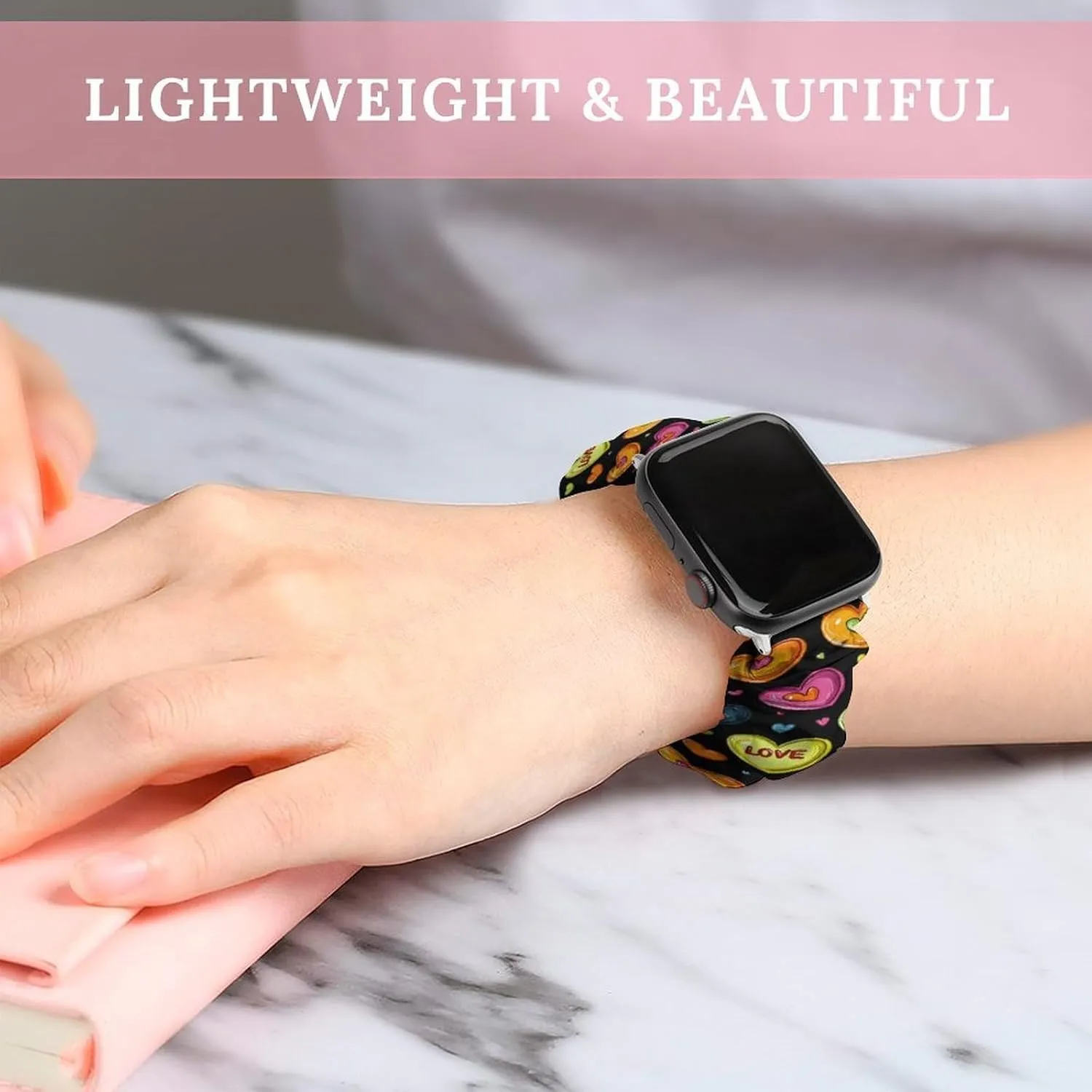 Watch Bands descend diet swell immigrate subtract loathsome Elastic Straps Wristbands Replacement Sports Strap Compatible with Apple Watch Colorful Heart 