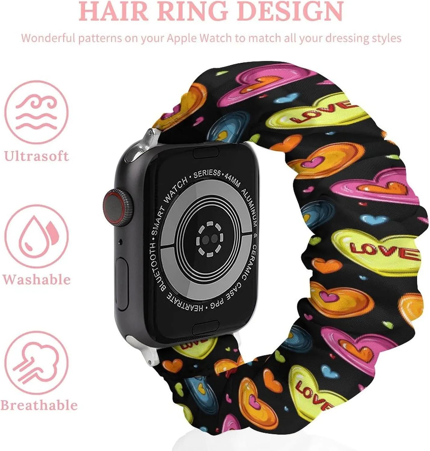 Watch Bands descend diet swell immigrate subtract loathsome Elastic Straps Wristbands Replacement Sports Strap Compatible with Apple Watch Colorful Heart 