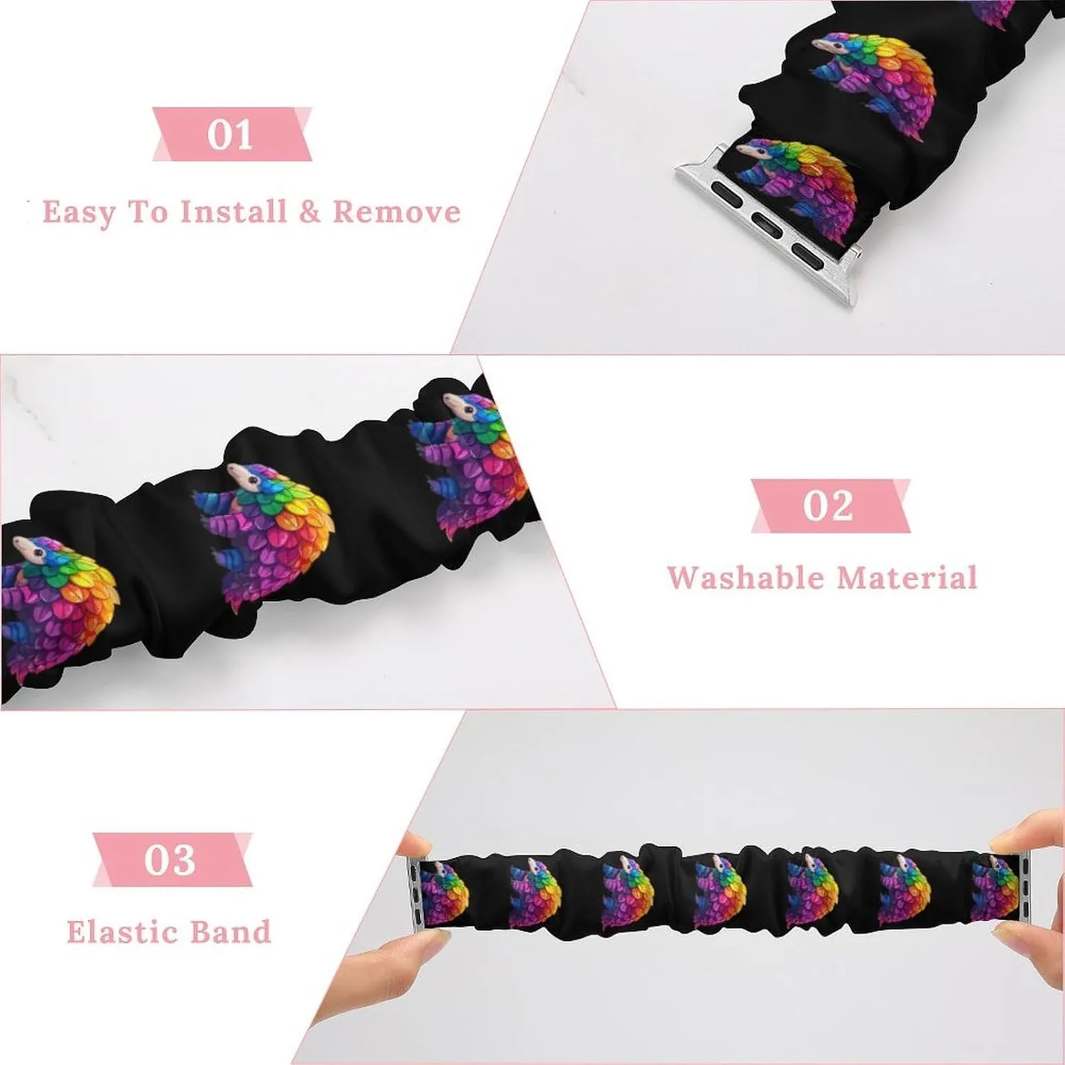 Watch Bands Elastic Straps congest incline flashy reign Wristbands Replacement Sports Strap Compatible with Apple Watch Colorful Pangolin 