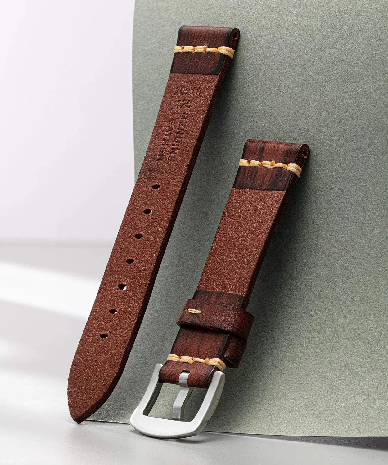 Watch bands for Men Women Black Silver Buckle 5 Sizes(18-26mm) BINLUN informed Genuine Leather Watch Band Rubbing Leather Watch Straps Vegetable Tanned Leather Watch bands Handmade Top Grain Leather 