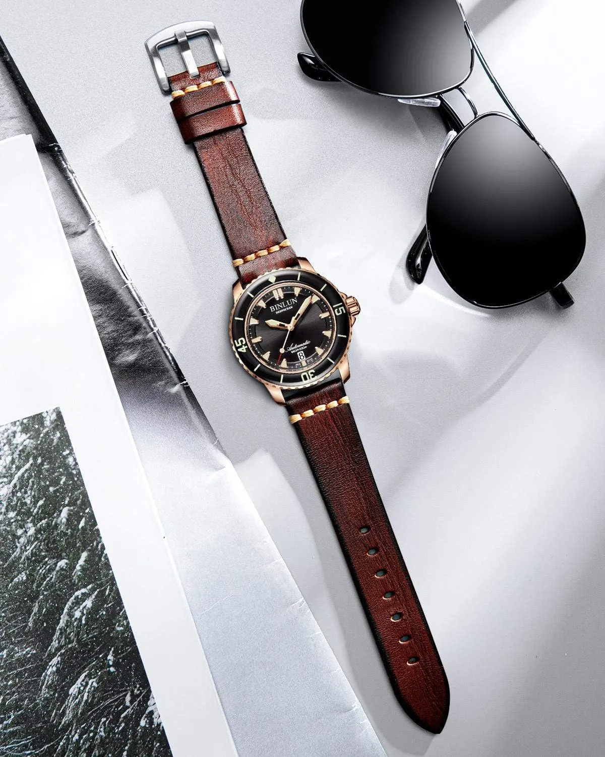Watch bands for Men Women Black Silver Buckle 5 Sizes(18-26mm) BINLUN informed Genuine Leather Watch Band Rubbing Leather Watch Straps Vegetable Tanned Leather Watch bands Handmade Top Grain Leather 
