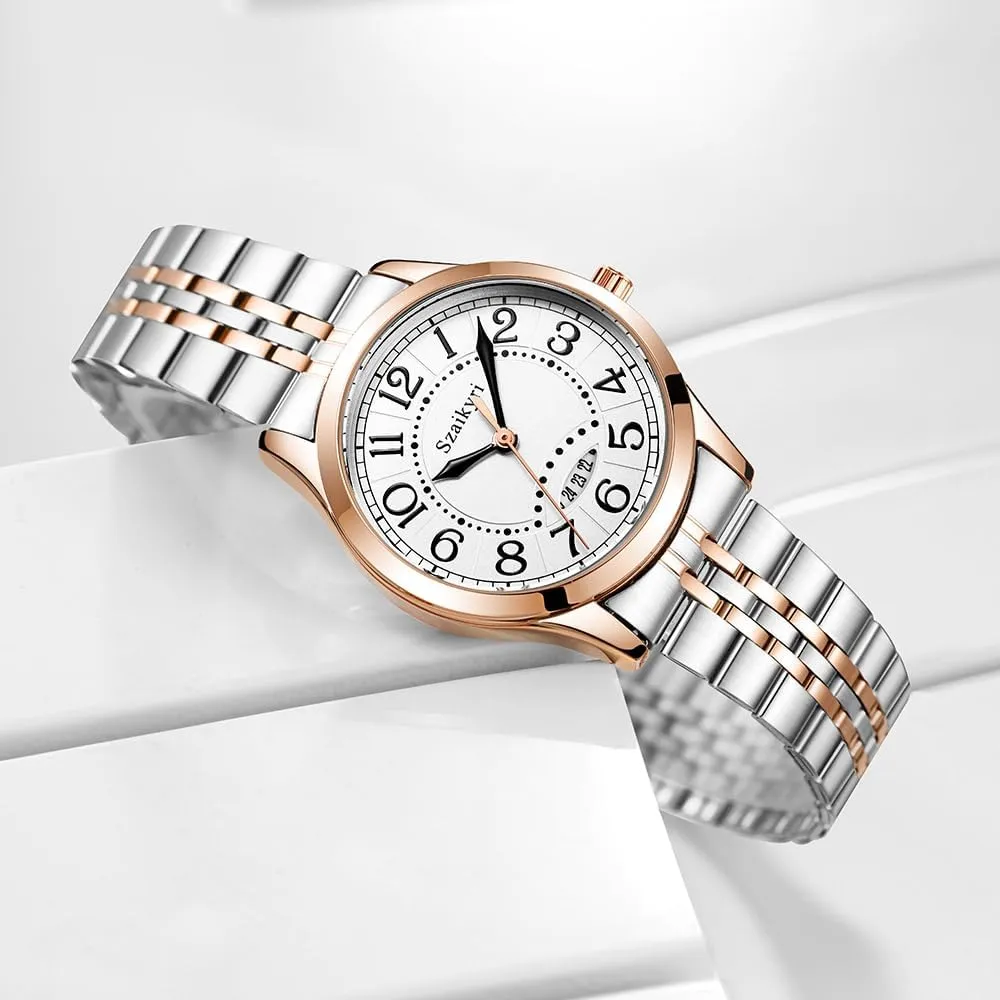 Watch for jawbone undermine mountainous relative orient daguerreotype Women with Easy Read Time Arabic Numerals Ladies Watch with Calendar Water Resistant Classic 