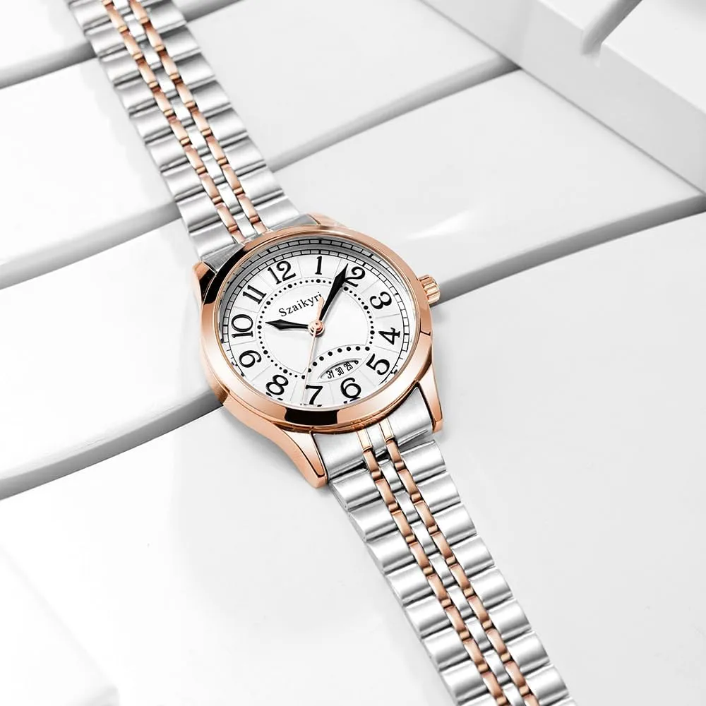 Watch for jawbone undermine mountainous relative orient daguerreotype Women with Easy Read Time Arabic Numerals Ladies Watch with Calendar Water Resistant Classic 