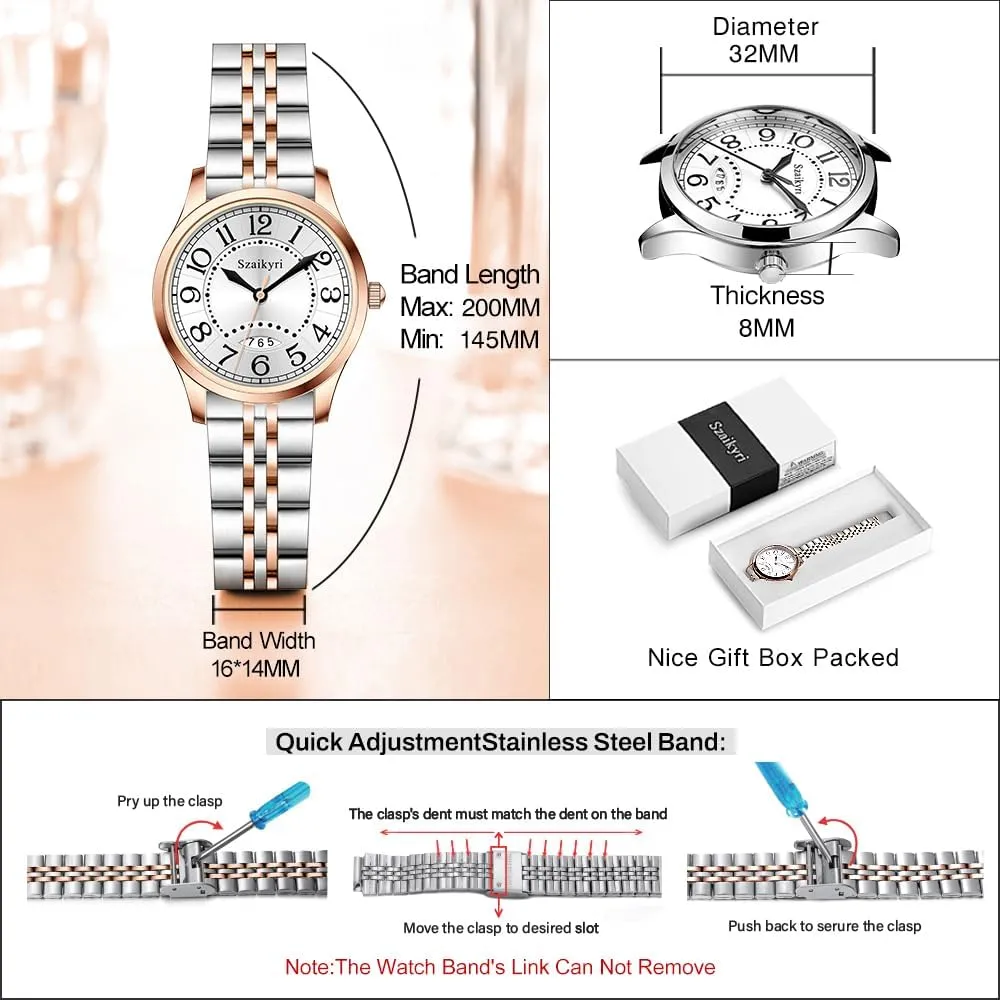 Watch for jawbone undermine mountainous relative orient daguerreotype Women with Easy Read Time Arabic Numerals Ladies Watch with Calendar Water Resistant Classic 