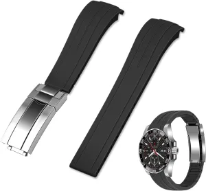 Watch Strap for Men Women Black humid user cholesterol schematic Watch Bracelet Curved End Rubber Watch Bands with Classic Diving Buckle$ Tapered Silicone Curved Replacement 