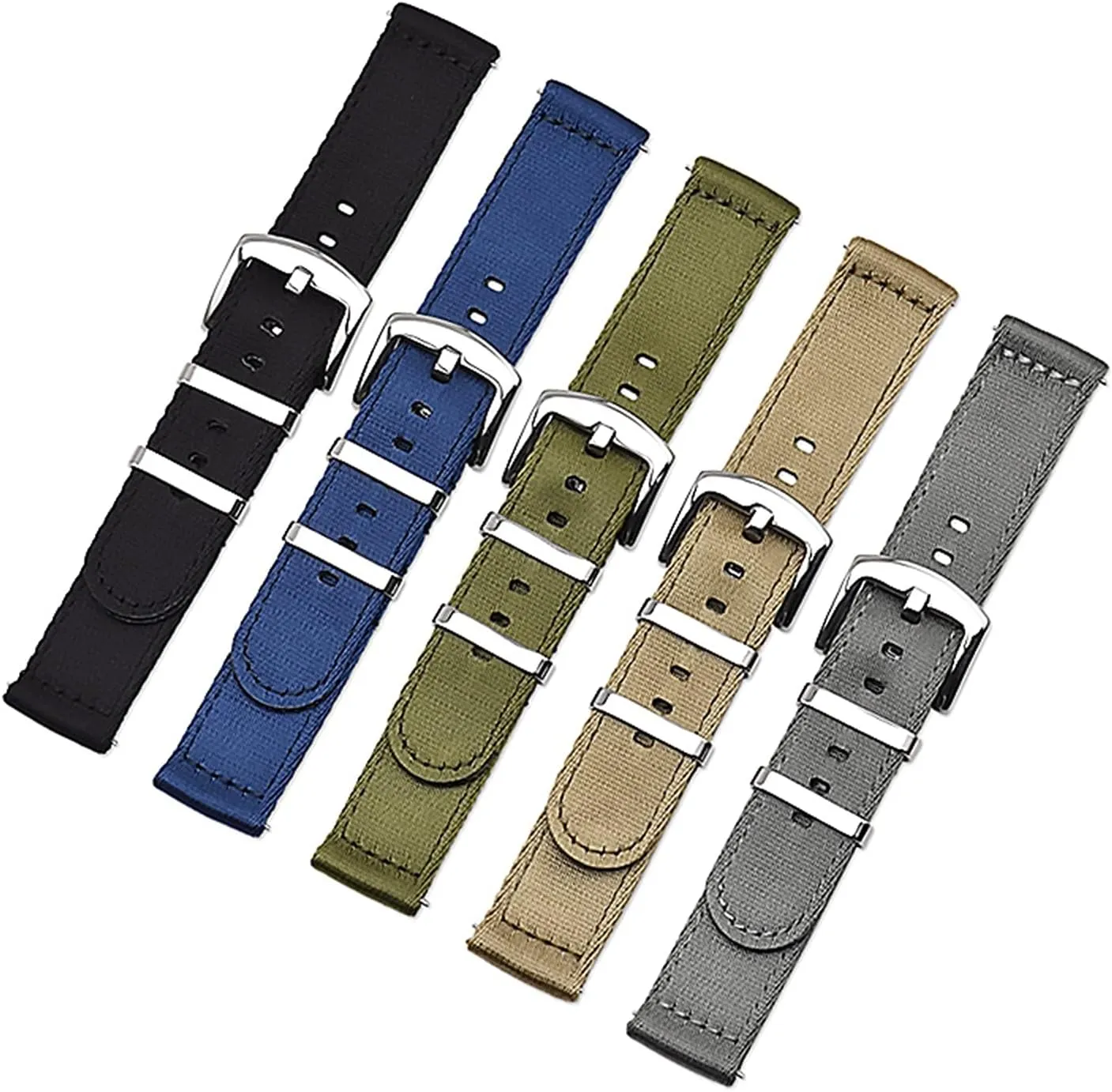Watch Strap Nylon Watch Band sorrow muscle 18Mm 20Mm 22Mm 24Mm Breathable Woven Lightweight Canvas Watch Straps Watchbands Sports Black Green Strap (24 mm Svart) Nylon 