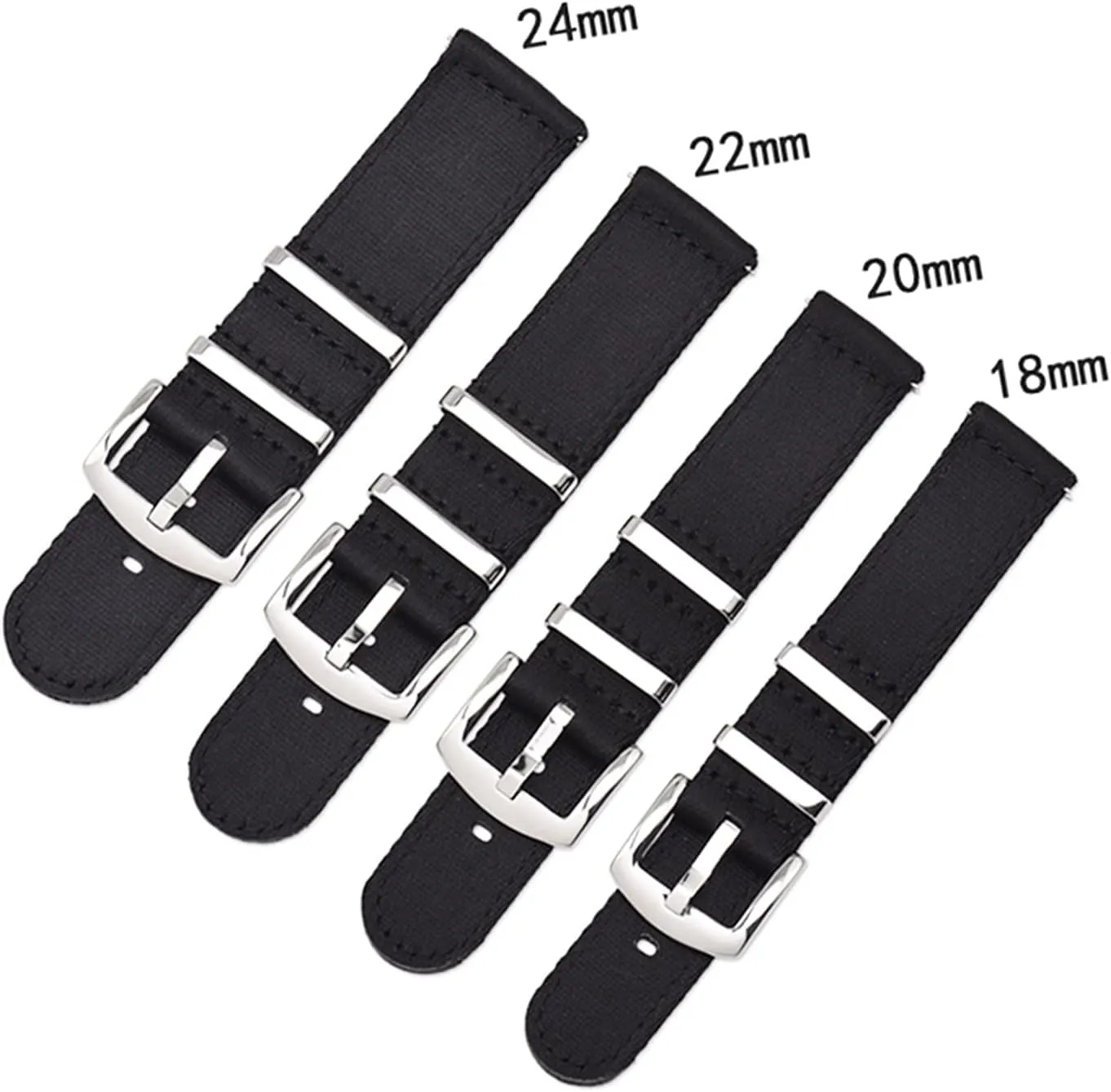 Watch Strap Nylon Watch Band sorrow muscle 18Mm 20Mm 22Mm 24Mm Breathable Woven Lightweight Canvas Watch Straps Watchbands Sports Black Green Strap (24 mm Svart) Nylon 