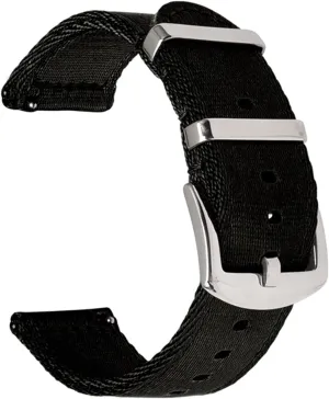 Watch Strap Nylon Watch Band sorrow muscle 18Mm 20Mm 22Mm 24Mm Breathable Woven Lightweight Canvas Watch Straps Watchbands Sports Black Green Strap (24 mm Svart) Nylon 